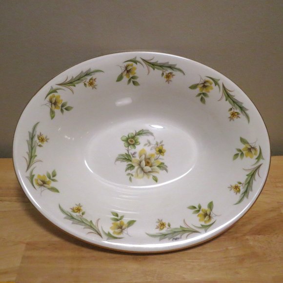 Oval Serving Bowl Royal Grafton Evesham 10" Bone China Yellow Green Flowers - Picture 1 of 5